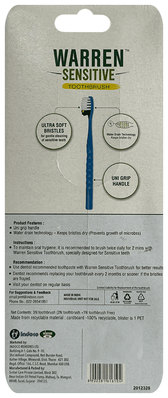 WARREN SENSITIVE TOOTHBRUSH 1S 1S - Scraped Image