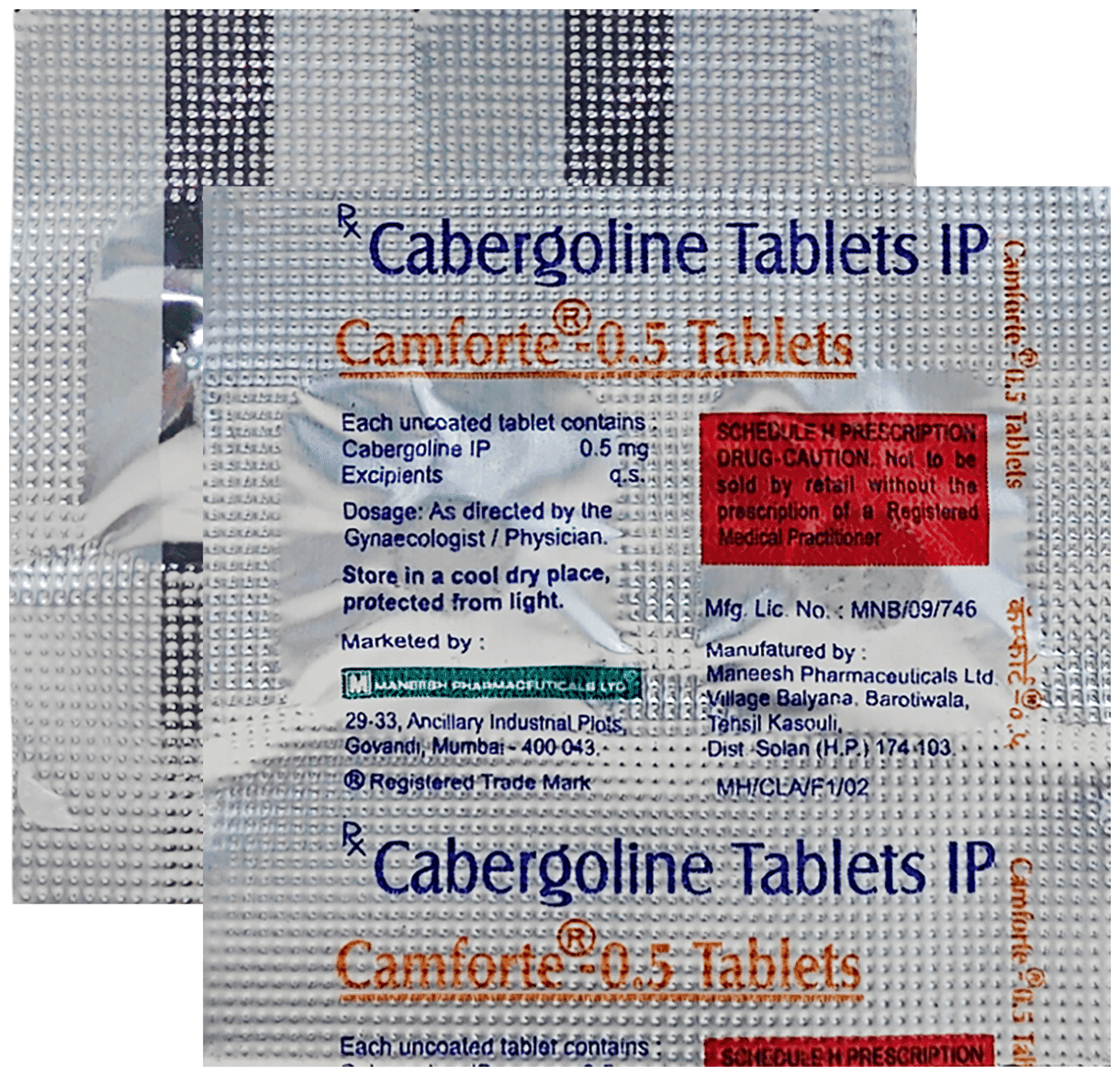 CAMFORTE(0.5MG) U/C TABLET STRIP - Scraped Image