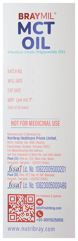 BRAYMIL MCT OIL 100ML 100ML - Scraped Image