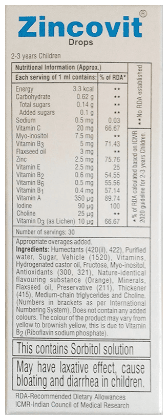 ZINCOVIT DROPS 30ML 30ML - Scraped Image