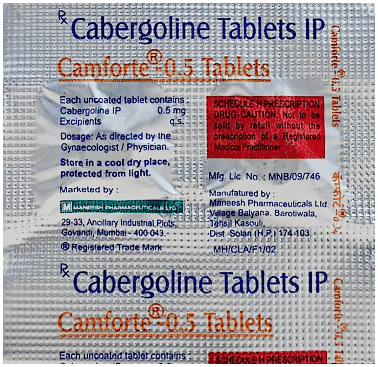 CAMFORTE(0.5MG) U/C TABLET STRIP - Scraped Image