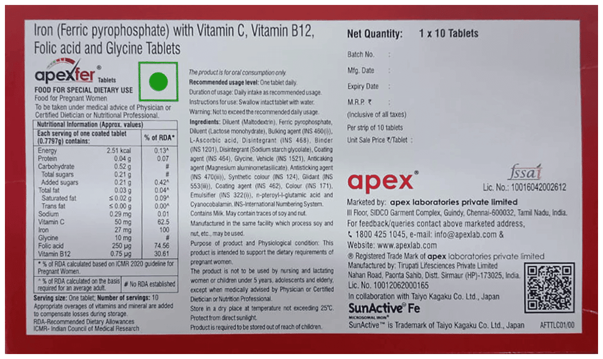APEXFER TABLET 1X10 - Scraped Image