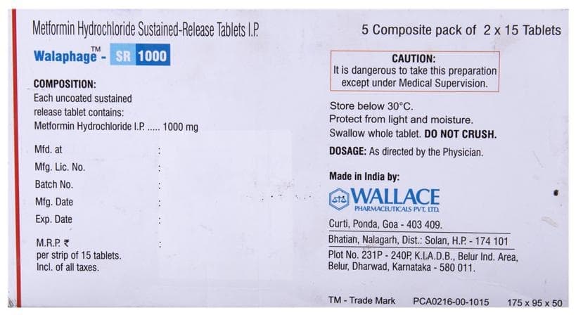 WALAPHAGE SR 1000 TABLET 15'S - Scraped Image