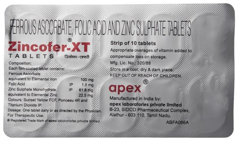 ZINCOFER XT TABLET 1X10 - Scraped Image