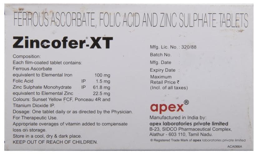 ZINCOFER XT TABLET 1X10 - Scraped Image