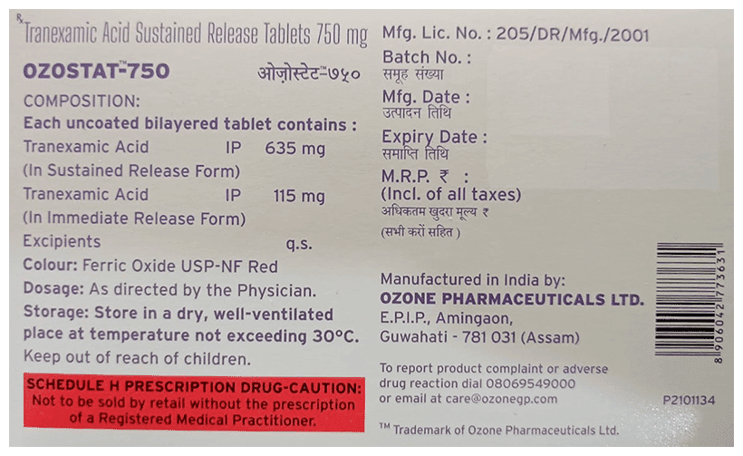 OZOSTAT 750 TABLET 10'S - Scraped Image