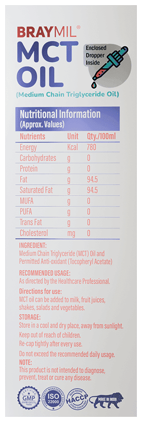 BRAYMIL MCT OIL 100ML 100ML - Scraped Image