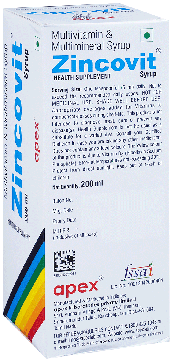 ZINCOVIT SYRUP 200 ML - Scraped Image